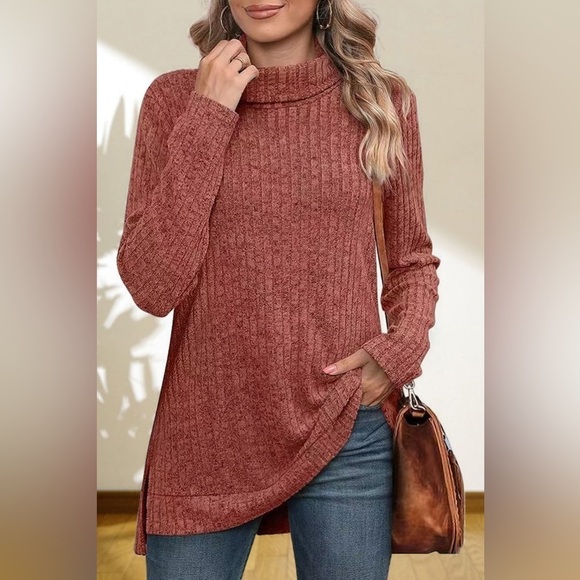 Gentle Slope High Low Thick Turtleneck Sweater - Picture 2 of 5